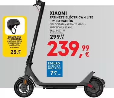 Oferta de Xiaomi - Patinete Eléctrica 4 Lite - 2o Geracion por 239,99€ en Worten