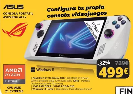 Oferta de Asus - Consola Portatil ASUS Rog Ally por 499€ en Dynos Informática