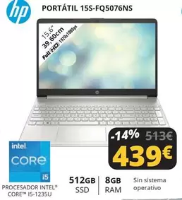 Oferta de HP - Portatil 15s-fq5076ns por 439€ en Dynos Informática