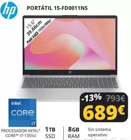 Oferta de HP - Portatil 15-fd0011ns por 689€ en Dynos Informática