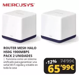 Oferta de Funciona - Router Halo H50g 1900mbps Pack 2 Unidades por 65,99€ en Dynos Informática