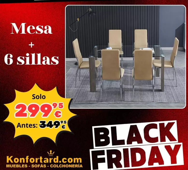 Oferta de Mesa + 6 Sillas en Konfortard