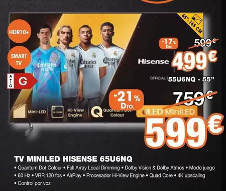 Oferta de Hisense - Tv Miniled 65u6nq por 499€ en Expert