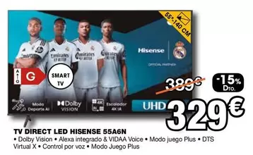 Oferta de Hisense - Tv Direct Led 55a6n por 329€ en Expert