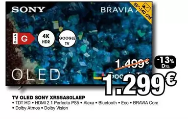 Oferta de Sony - Tv Oled XR55A80LAEP por 1299€ en Expert