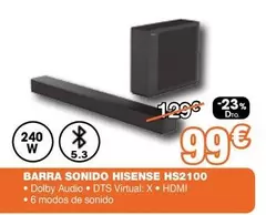 Oferta de Hisense - Barra Sonido Hs2100 por 99€ en Expert