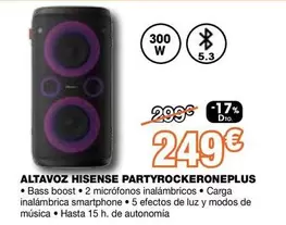 Oferta de Hisense - Altavoz Partyrockeroneplus por 249€ en Expert