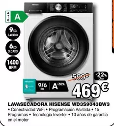 Oferta de Hisense - Lavasecadora Wd3s9043bw3 por 469€ en Expert