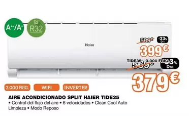 Oferta de Haier - Aire Acondicionado Split TIDE25 por 379€ en Expert