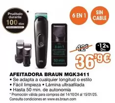 Oferta de Braun - Afeitadora Mgk3411 por 36,9€ en Expert