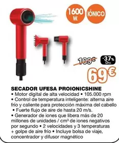 Oferta de Whirlpool - Secador Ufesa Proionic Shine por 69€ en Expert