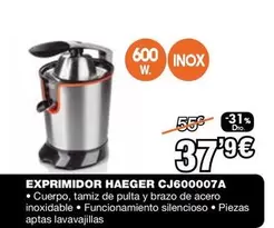 Oferta de Haeger - Exprimidor CJ600007A por 37,9€ en Expert