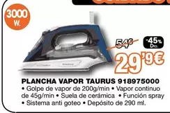 Oferta de Taurus - Plancha Vapor 918975000 por 29,9€ en Expert