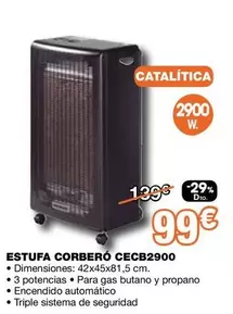 Oferta de Sistema - Estufa Corberó Cecb2900 por 99€ en Expert