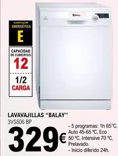 Oferta de Balay - Lavavajillas 3VS506 BP por 329€ en E.Leclerc