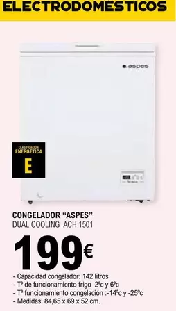 Oferta de Aspes - Congelador DUAL COOLING ACH 1501 por 199€ en E.Leclerc