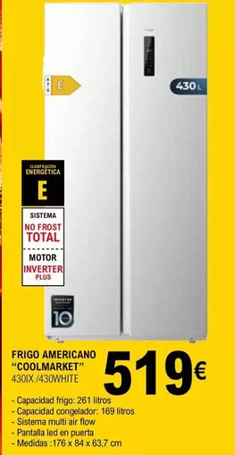 Oferta de Coolmarket - Frigo Americano 430IX/430WHITE por 519€ en E.Leclerc