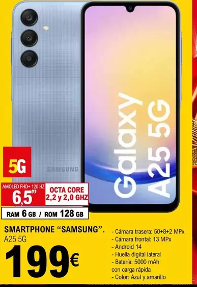 Oferta de Samsung - Smartphone A25 5G por 199€ en E.Leclerc