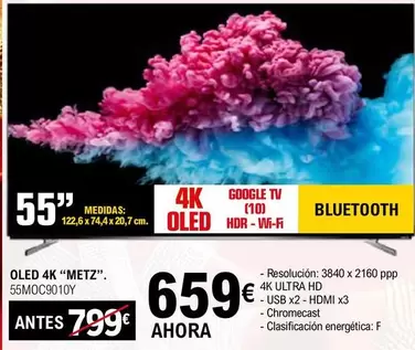 Oferta de Metz - Oled 4K 55MOC9010Y por 659€ en E.Leclerc