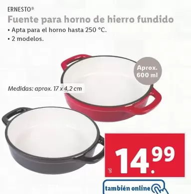 Oferta de Ernesto - Fuente Para Horno De Hierro Fundido por 14,99€ en Lidl