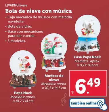 Oferta de Livarno Home - Bola De Nieve Con Música por 6,49€ en Lidl