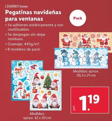 Oferta de Livarno Home - Pegatinas Navidenas Para Ventanas por 1,19€ en Lidl