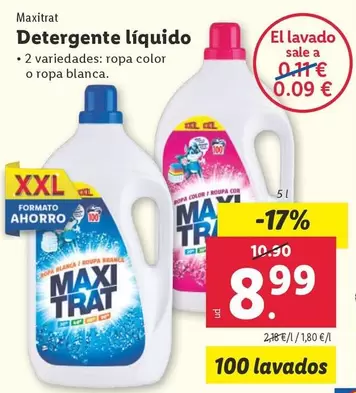 Oferta de Maxitrat - Detergente Liquido por 8,99€ en Lidl