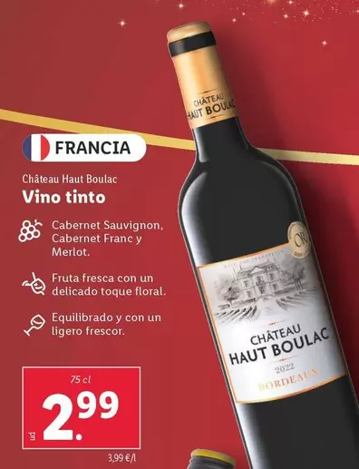 Oferta de Château Haut Boulac - Vino Tinto por 2,99€ en Lidl