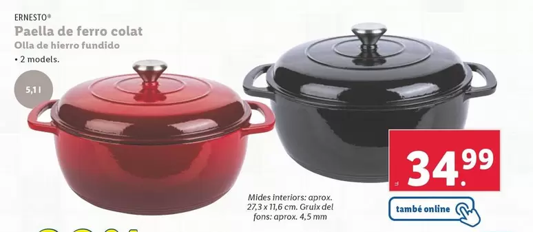 Oferta de Ernesto - Olla De Hierro Fundido por 34,99€ en Lidl