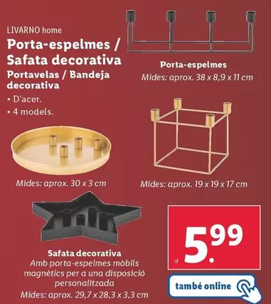 Oferta de Livarno Home - Portavelas/Bandeja Decorativa por 5,99€ en Lidl