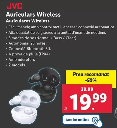 Oferta de JVC - Auriculares Wireless por 19,99€ en Lidl