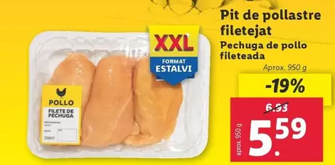 Oferta de Pechuga De Pollo Fileteada  por 5,59€ en Lidl