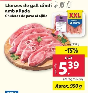 Oferta de Chuletas De Pavo Al Ajillo por 5,39€ en Lidl