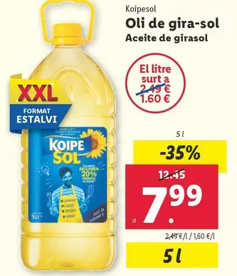 Oferta de Koipesol - Aceite De Girasol  por 7,99€ en Lidl