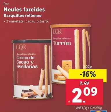 Oferta de Dor - Barquillos Rellenos  por 2,09€ en Lidl