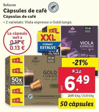 Oferta de Bellarom - Cápsulas De Café  por 6,49€ en Lidl