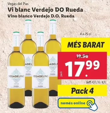 Oferta de Vino Blanco Verdejo D.o. Rueda por 17,99€ en Lidl