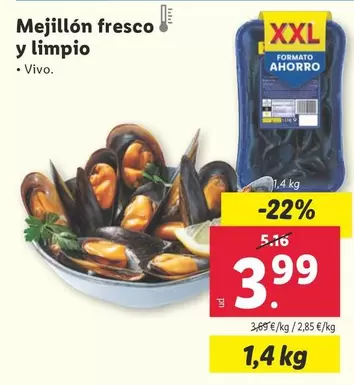 Oferta de Mejillón Fresco Y Limpio por 3,99€ en Lidl