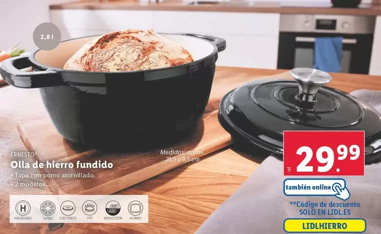 Oferta de Ernesto - Olla De Hierro Fundido por 29,99€ en Lidl