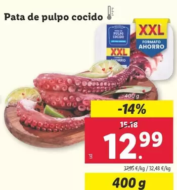 Oferta de Pata De Pulpo Cocido por 12,99€ en Lidl