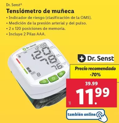 Oferta de Dr. Senst - Tensiometro De Muneca por 11,99€ en Lidl