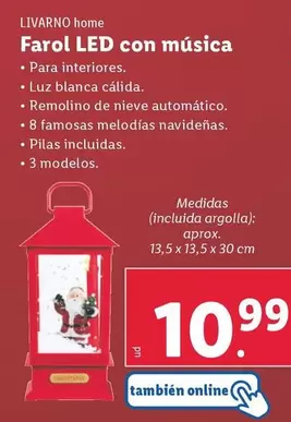 Oferta de Livarno Home - Farol Led Con Musica por 10,99€ en Lidl