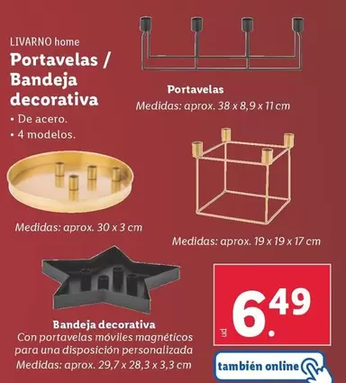 Oferta de Livarno Home - Portavelas/ Bandeja Decorativa por 6,49€ en Lidl