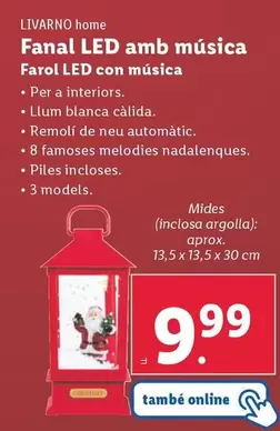 Oferta de Livarno Home - Farol LED Con Música por 9,99€ en Lidl