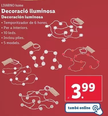 Oferta de Livarno Home - Decoración Luminosa por 3,99€ en Lidl