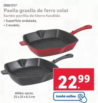 Oferta de Ernesto - Sartén Parrilla De Hierro Fundido por 22,99€ en Lidl