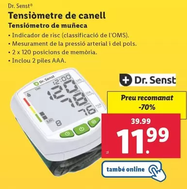 Oferta de Dr. Senst - Tensiometro De Muneca por 11,99€ en Lidl