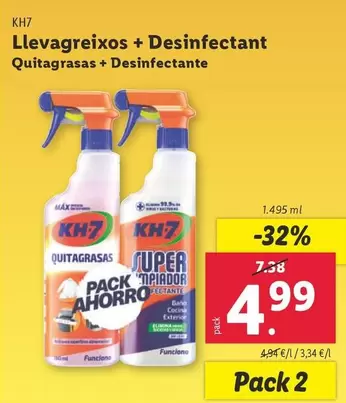 Oferta de KH-7 - Quitagrasas + Desinfectante por 4,99€ en Lidl