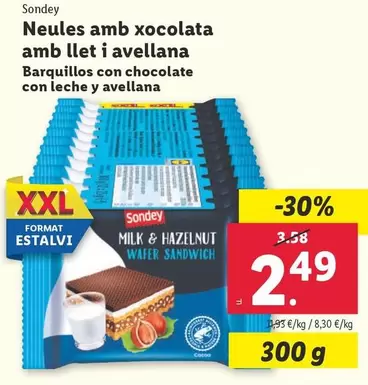 Oferta de Sondey - Barquillos Con Chocolate Con Leche Y Avellana  por 2,49€ en Lidl