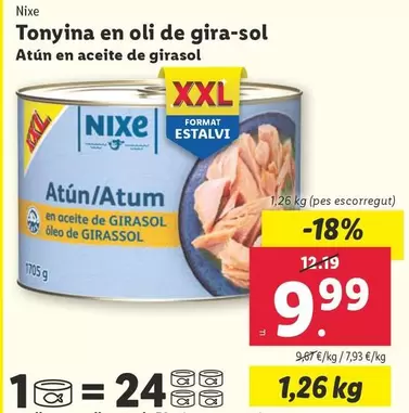 Oferta de Nixe - Atún En Aceite De Girasol  por 9,99€ en Lidl